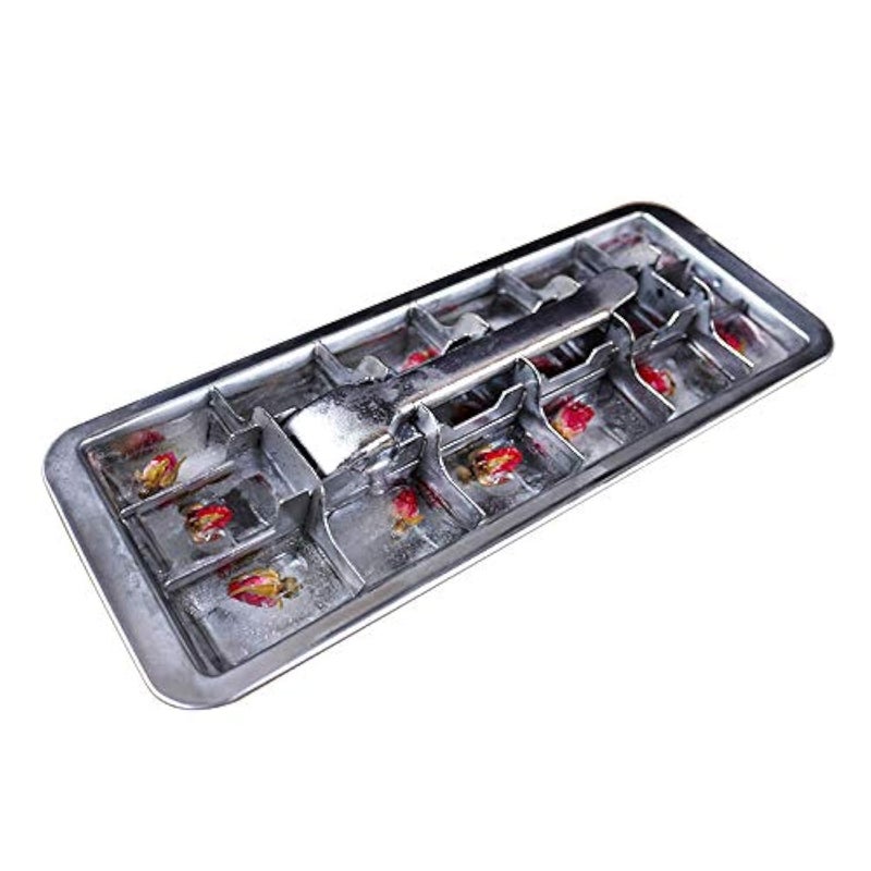 i Kito Stainless Steel Ice Cube Maker Tray,Lever Style Ice Cube Mold Quick To Making 18 Ice Cubes - Image 1
